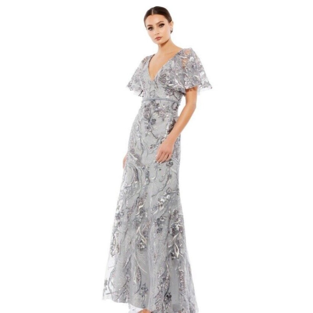 Mac Duggal 67908 Flutter Sleeves Beaded Embroidery Dress‎ New! Size 16 $798